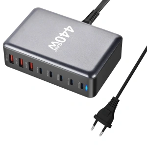 [GaN Tech] Bakeey YMX-440W 440W 8-poorts USB PD-oplader 3USB-A+5USB-C PD QC Snellader Desktop Opladestation EU-plug US-p